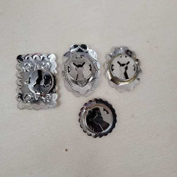 Concho Button Covers Silver Toned Western Floral Lot of 4 - Picture 12 of 13